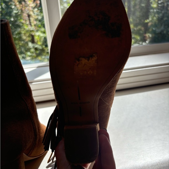 Brown Fringe and Suede Shoes with Peep Toe Size 8 - Picture 5 of 9